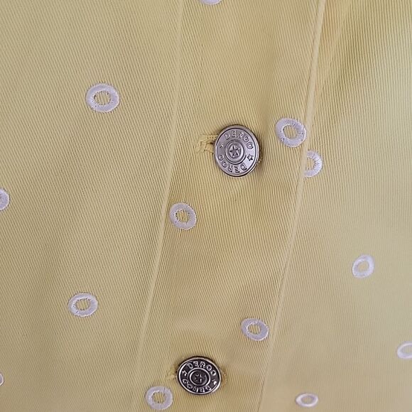 YELLOW Denim Jacket with White Embroidery Size Medium - Picture 3 of 12